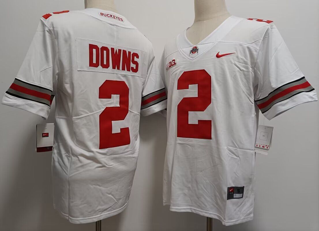 NCAA Men Ohio State Buckeyes #2 Caleb Downs white  Nike jersey